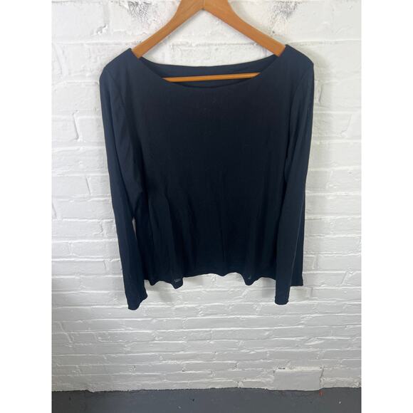 Spanx Women's Stretch Boatneck T-Shirt Top Long Sleeve Solid Black Size XL - Picture 1 of 4